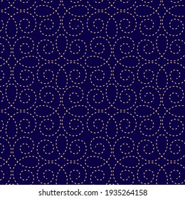 orange monograms on a blue background.  fabulous endless pattern for decoration of clothes, textiles.  wallpaper