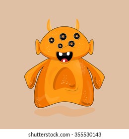 Orange monster with 5 eyes