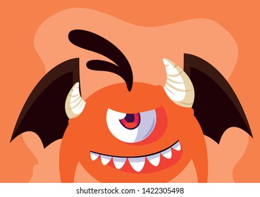 Orange monster cartoon design icon vector ilustration