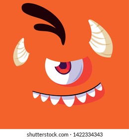 Orange monster cartoon design icon vector ilustration
