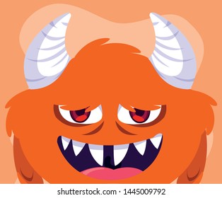 Orange monster cartoon design icon vector ilustration