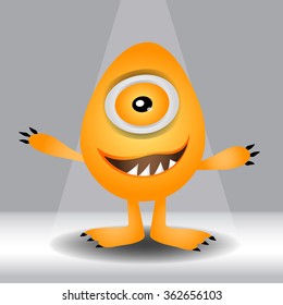 Orange Monster Cartoon vector illustration,vector icon,cartoon design