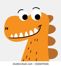 Orange monster character smiling happily.Doodle art concept,illustration painting