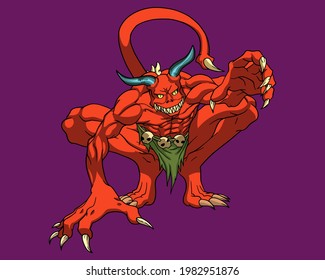 Orange monster design vector Illustration.