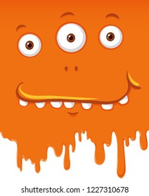 Orange monster face dripping illustration