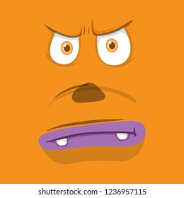 Orange monster face expression illustration