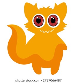 orange monster with one eye and horns standing for mascot logo