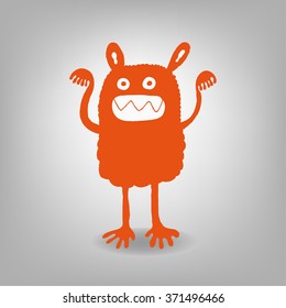 Orange Monster silhouette, vector illustration