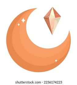 orange moon design over white