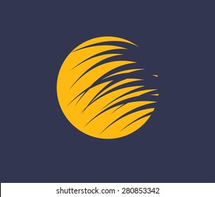 Orange Moon in Midnight Blue with Palm