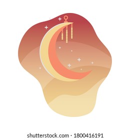 orange moon of night bedtime sky space moonlight nature light lunar and science theme Vector illustration