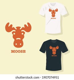 Orange moose head with horns t shirt clothing fashion design