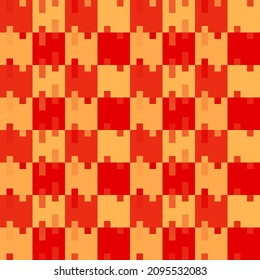 Orange mosaic checkerboard seamless pattern background. Vector illustration.