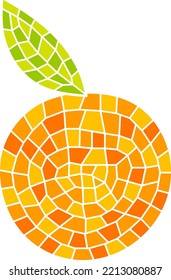 Orange mosaic isolated fruit element