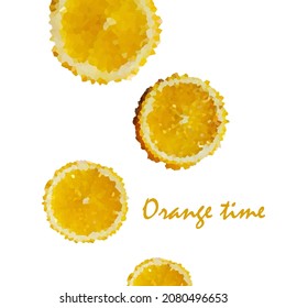 Orange is a mosaic of pieces. Background for text with oranges. Vector illustration