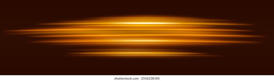 Orange motion blur icon. Dynamic horizontal streaks, glowing purple light, abstract motion effect, futuristic energy, speed visual, modern lighting decor, radiant design