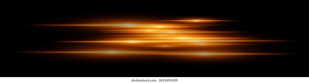 Listras de movimento laranja. Linhas brilhantes desfocadas com luz suave irrompe no plano de fundo preto, criando ilusão de movimento e profundidade. Ideal para velocidade, ficção científica, tecnologia, efeitos de energia.
