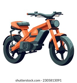 Orange motorcycle for extreme sports adventure over white