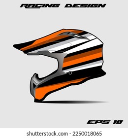 orange Motorcycle helmet wrap design vector. Decal livery background racing .