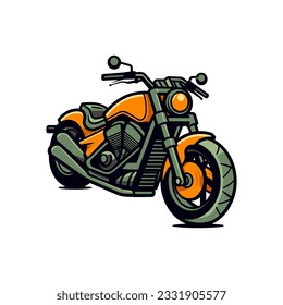 Orange motorcycle vector illustration in cartoon style