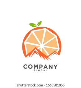 Elemento de diseño del logotipo del icono de montaña naranja. Eps.10