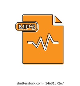 Orange MP3 file document. Download mp3 button icon isolated on white background. Mp3 music format sign. MP3 file symbol.  Vector Illustration