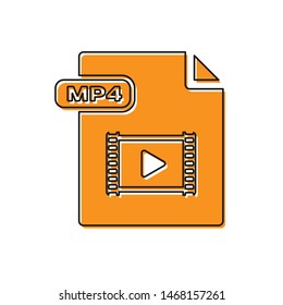 Orange MP4 file document. Download mp4 button icon isolated on white background. MP4 file symbol.  Vector Illustration