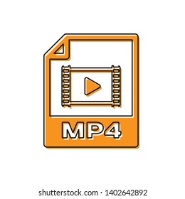 Orange MP4 file document icon. Download mp4 button icon isolated on white background. MP4 file symbol. Vector Illustration