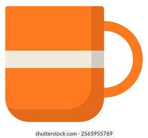 Orange mug flat icon vector isolated on white background.