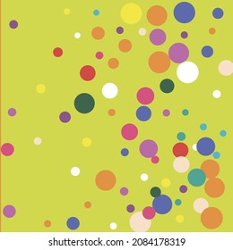 Orange Multicolor White Red Yellow Pattern. Color Circles Pastel Green Pink Background. Polka Dots Rainbow Colorful Children Kids Play Composition. Dark Indigo Purple Blue Turquoise Background.