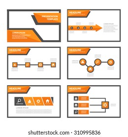 Orange multipurpose infographic presentation template flat design set for brochure flyer advertising and marketing