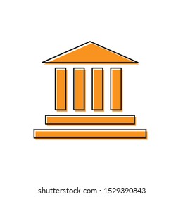 Orange Museum building icon isolated on white background.  Vector Illustration