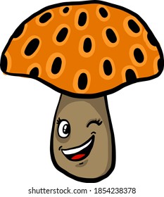 Orange mushroom, illustration, vector on white background