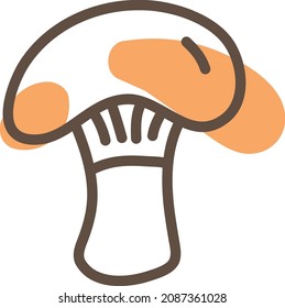 champiñón naranja, ilustración, vector, sobre un fondo blanco.