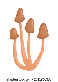 Orange mushrooms icon. Four hats on stalks. Poster or banner for website, graphic element for printing on fabric. Healthy food, natural, fresh and organic product. Cartoon flat vector illustration