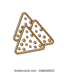 Orange Nachos icon isolated on white background. Tortilla chips or nachos tortillas. Traditional mexican fast food. Vector Illustration