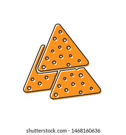 Orange Nachos icon isolated on white background. Tortilla chips or nachos tortillas. Traditional mexican fast food. Vector Illustration
