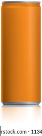 Orange narrow thin can vector visual 250 ml ideal for Fizzy Orange Juice drink, beer, lager, alcohol, soft drinks, soda, fizzy pop, energy drink etc. Drawn with mesh tool. Fully adjustable & scalable