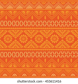 Orange Native American Ethnic Pattern Theme Vector Art