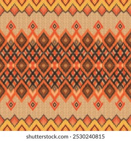 Orange native fabric pattern with seamless texture