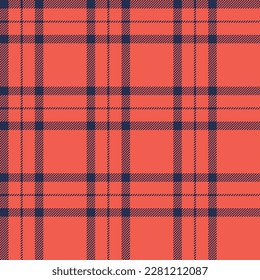 Orange and navy plaid fabric seamless background for textiles, wallpaper, decor.Vector illustration.