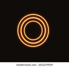 Círculo de neón anaranjado, figura geométrica brillante, ilustración 3d.
