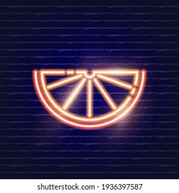 Orange neon icon. Glowing Vector illustration icon for mobile, web and menu design. Food concept