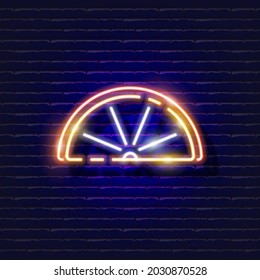 Orangefarbenes Neonsymbol. Glühendes Vektorgrafik-Symbol für mobiles, Web- und Menüdesign. Lebensmittelkonzept