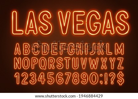 Orange neon light font on a dark background.