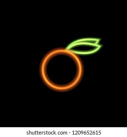 Orange neon on a black background. Vector illustration .