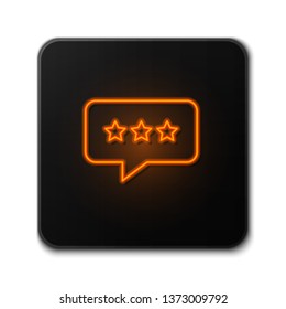 Orange neon sign on dark backgraund Consumer or customer product rating icon for apps and websites