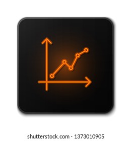 Orange neon sign on dark backgraund Graph icon, business infographics, vector illustration