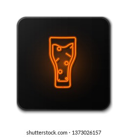 Orange neon sign on dark backgraund Beer icon. Beer glass symbol for your web site design