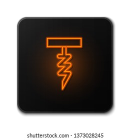 Orange neon sign on dark backgraund Corkscrew icon. Corkscrew silhouette for Web site page and mobile app design vector element.